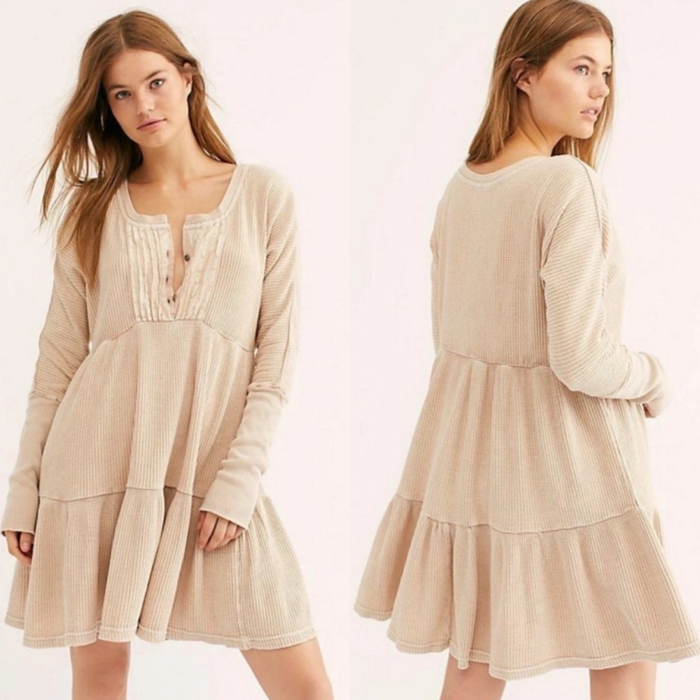 Free People One Jolene Mini Dress In Sand - Picture 6 of 6